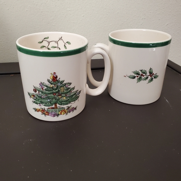 🎄 SPODE Christmas mugs set of 2 Christmas trees like new - Picture 5 of 9